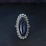 Vintagetyylinen Hopea Sininen Hiekka Kivisormus