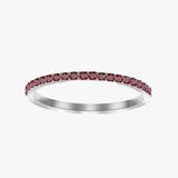 Hopeinen Ruby Pavé Sormus