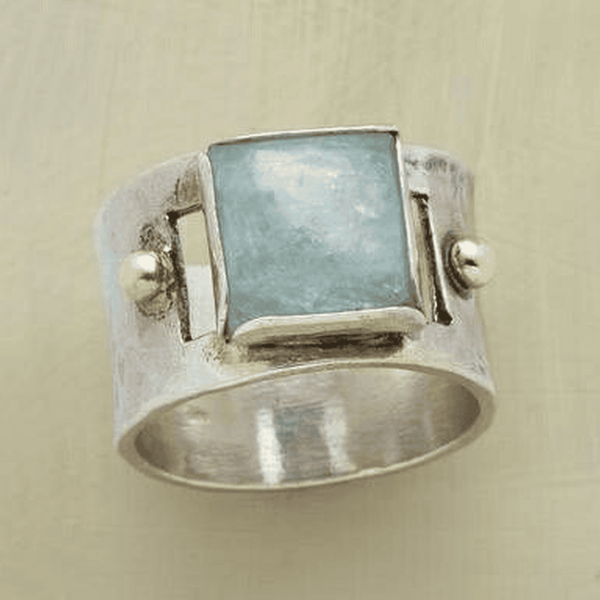 Vintage vihreä neliönmuotoinen kuun kivi sormus